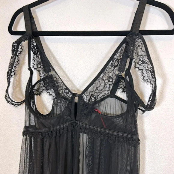 Sexy 2 Piece Babydoll Set / Lace & Mesh Open Cups Off The Shoulder Detail 1X/2X - Picture 3 of 10